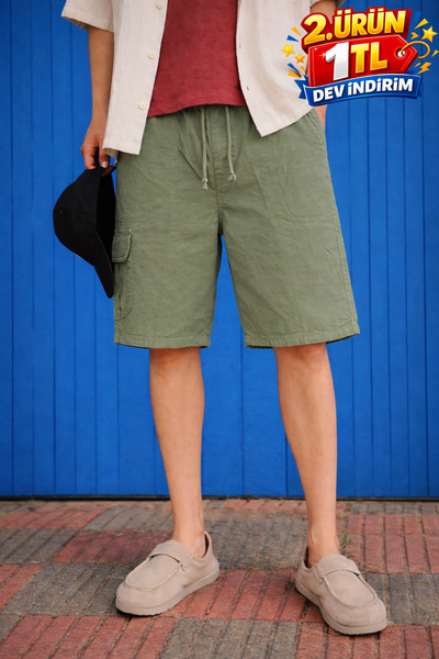 DAMGA JEANS Σορτς - Πράσινο - Ελαστικό