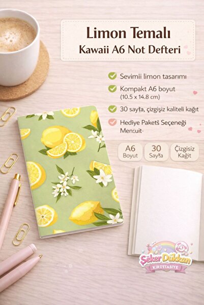 ÖZ KIRTASİYE Limon Temalı Çizgisiz Not Defteri