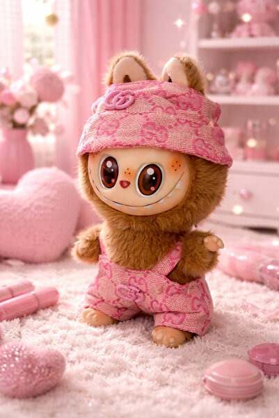 OEM Παιχνίδι Labubu με μπρελόκ Plus 16 εκ. - Ροζ Στολή Μόδας