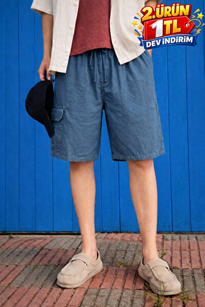 DAMGA JEANS Σορτς - Μπλε - Ελαστικό