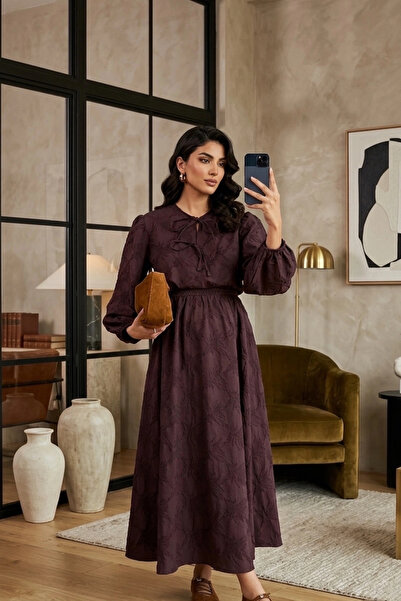 Lusin Γυναικείο Πουκάμισο με Κέντημα σε Ροζ Βυσσινί Χρώμα, Φούστα με Ελαστική...