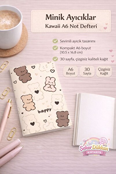 ÖZ KIRTASİYE Minik Ayıcıklar Çizgisiz Defter