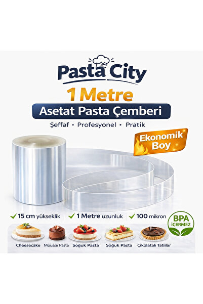 By Paster Pasta City 1 Metre Asetat Pasta Çemberi 15 cm Yükseklik Şeffaf Past...