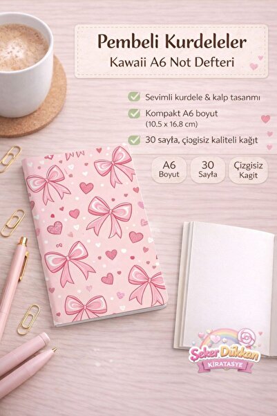 ÖZ KIRTASİYE Pembe Kurdeleler Çizgisiz Not Defteri