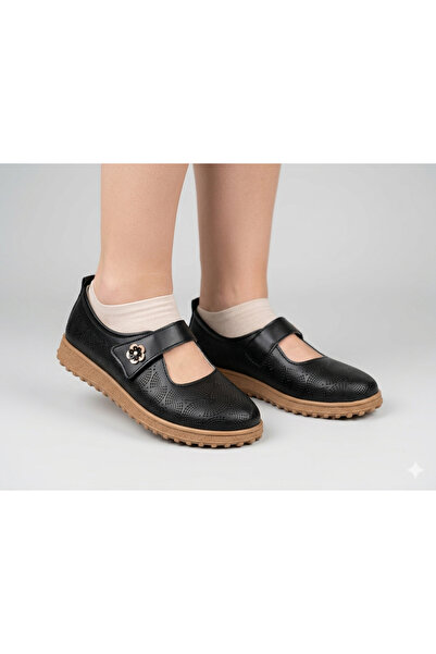 Universal Emil Shoes Kadın İçi Hakiki Deri Lazer Kesim Çiçek Detaylı Ortopedi...