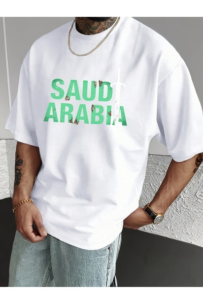 yiou trendy clothing قميص رجالي بتصميم الخط العربي السعودي