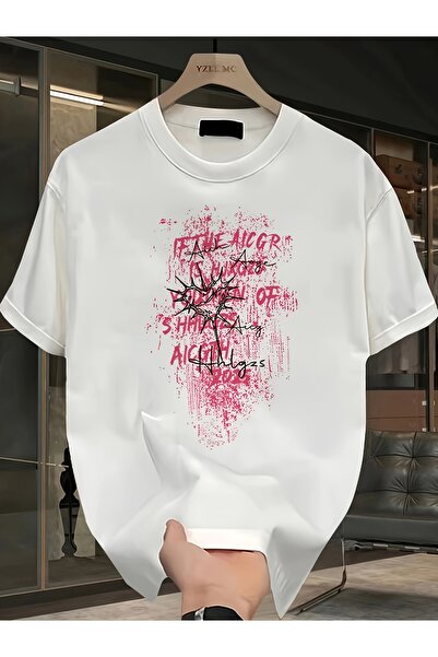 yiou trendy clothing تي شيرت رجالي مطبوع - طباعة حروف جذابة