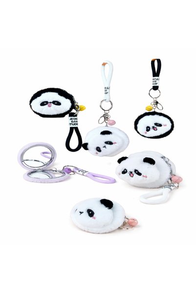 teknohediye Cute Plush Notebook and Panda Keychain Pocket Mirror Set Soft Design Gift Set