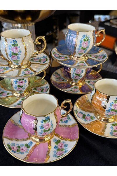 LOKMAN ZÜCCACİYE SHOWROOM Special Design Hand Painted 24K Gold Gilded Colorfu...