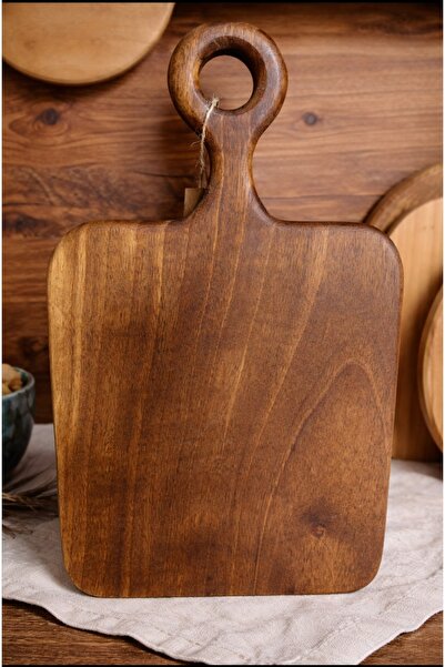 WoodBay Walnut Wood Square Handle Cutting Presentation Board-Handmade Single ...