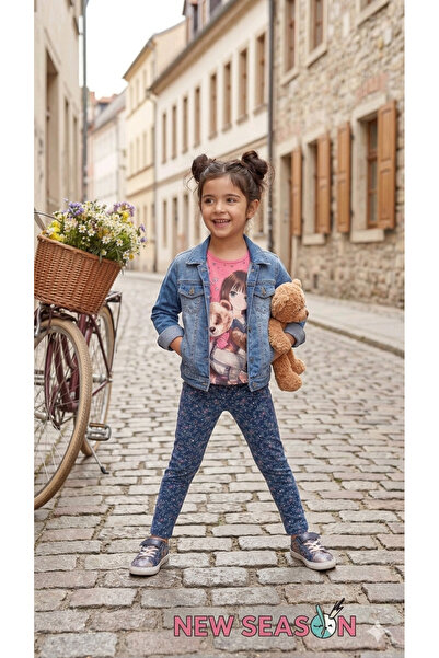 RMY MODA Girls Teddy Bear Print Long Sleeve T-Shirt & Floral Pattern Leggings...