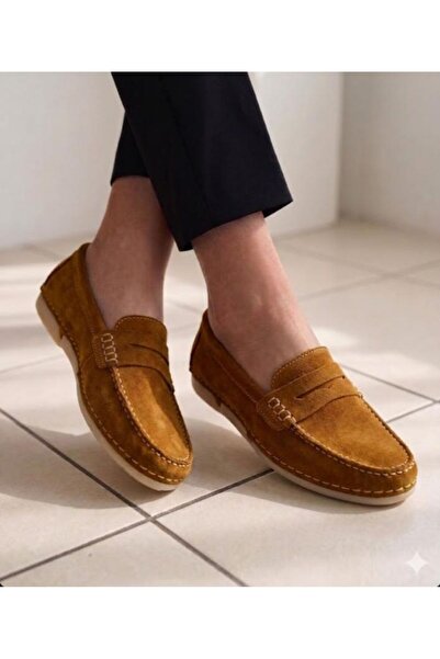 Daloğlu Γυναικεία Loafer Παπούτσια από Γνήσιο Δέρμα Ταν Σουέντ, Παπούτσια Μπα...