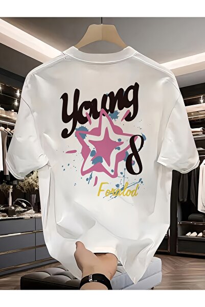 yiou trendy clothing Men's Solid Color Trendy Printed Short-Sleeve T-Shirt_3