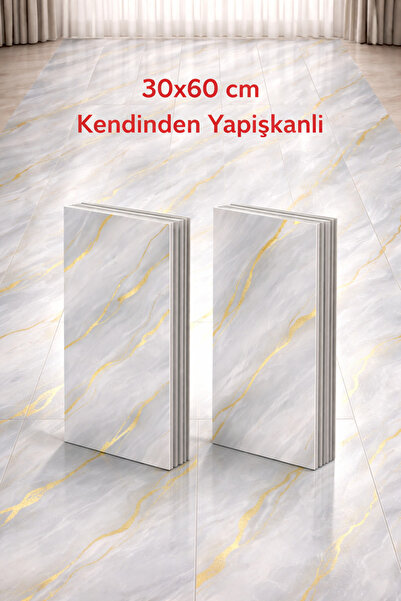 UKAB DEKOR 30X60 Cm Kendinden Yapışkanlı Gri-Gold Dekoratif Esnek Köpük Katma...