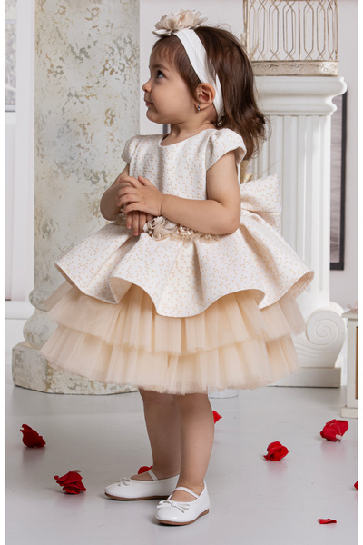 SÜSLÜ PİNK KİDS KIZ BEBEK TÜLLÜ ELBİSE