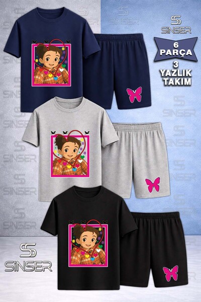 SS SİNSER Children's Crn Girl Heart Custom Printed Crew Neck 3-Piece T-Shirt ...