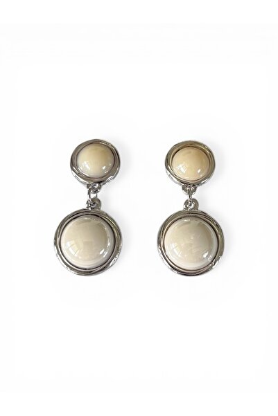 stravis Silver Color Round Dangle Earrings with Pearls