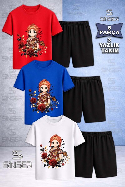 SS SİNSER Children's Jyn Anime Girl Custom Printed Crew Neck 3-Piece T-Shirt ...