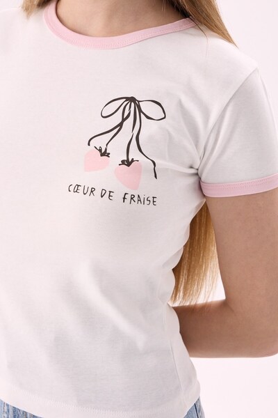 CrepTekstil Γυναικείο T-Shirt Crep Coeur De Fraise με στάμπα και ρίγες σε αντ...