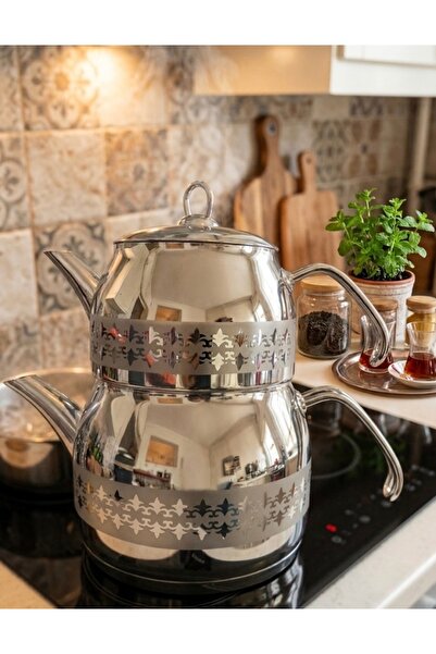 Mebey Home Maxi Boy Çaydanlık 2,15/3,95 Lt Kendinden Süzgeçli Xxl Çaydanlık T...
