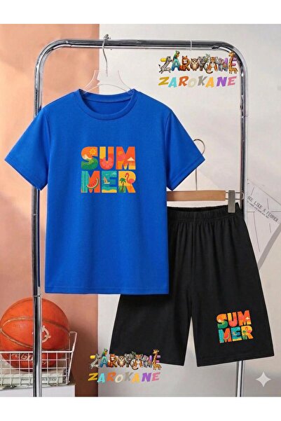 ZAROKANE Summer Orange Printed Top and Shorts/T-Shirt Two-Piece Summer Kids' Set