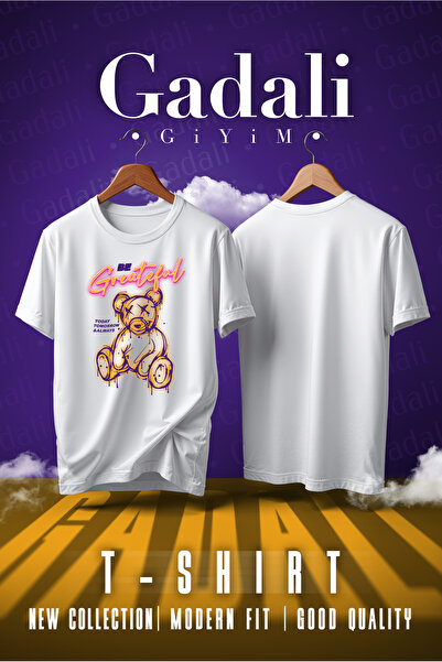 Gadali Μπλουζάκι Unisex Bear Street Be Grateful με στάμπα μπροστά και πίσω