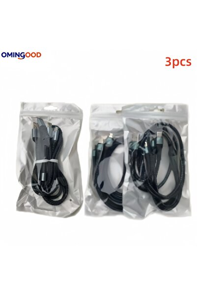choice2 كابل USB نوع C بطول 1.2 متر، 3 قطع، 6 أمبير، 120 واط، 3 في 1، للشحن ا...