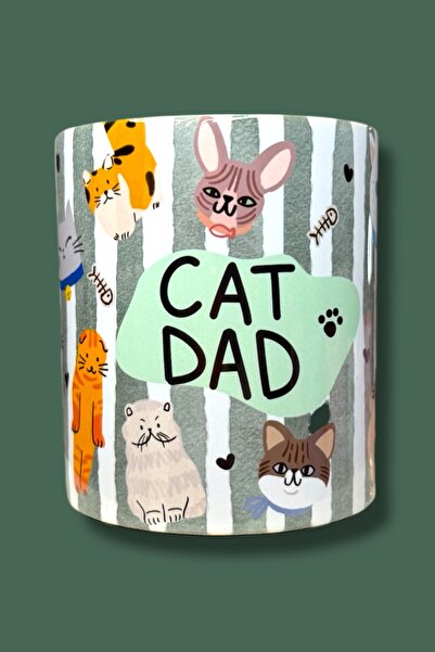 City Glow Cat Dad kupası- Kedi Babası Kupa- Hediyelik kedili Kupa Bardak