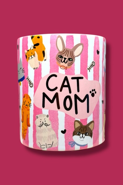 City Glow Cat Mom Kupa- Kedi Annesi Kupa - Hediyelik Kedili Kupa Bardak