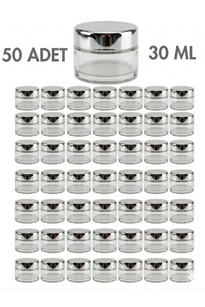Milea 50 Adet Silver Kapaklı Parlak Şeffaf Cam Lip Glowy Balm Krem Kozmetik E...