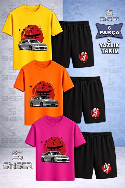 SS SİNSER Children's Car Tokyo Red Circle Onunde Custom Printed Crew Neck 3-P...