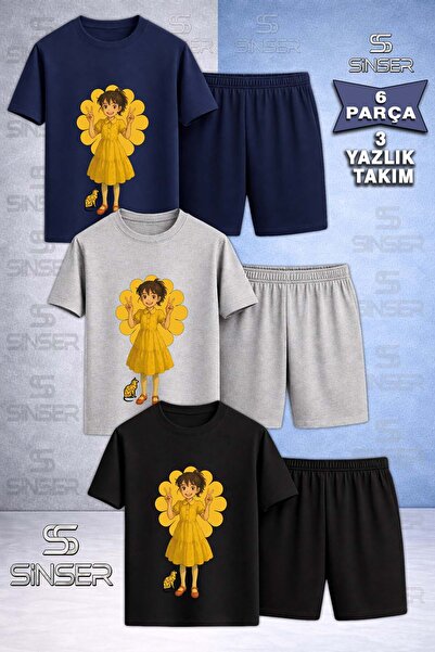SS SİNSER Children's Hvn Girl Anime Custom Printed Crew Neck 3-Piece T-Shirt ...