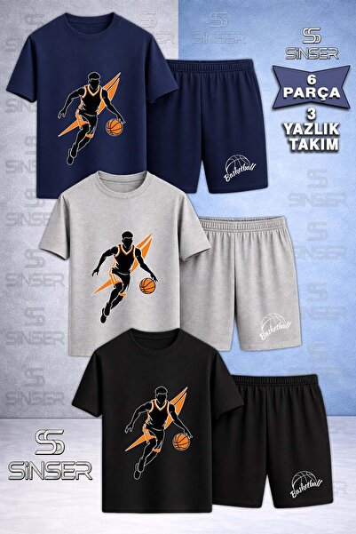 SS SİNSER تي شيرت للأطفال من BASKETBALLER TOP ORANGE SYH مطبوع خصيصًا برقبة د...
