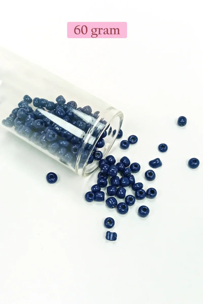 Generic Brand Cast Glass Sand Beads Large Size (6/0) 4 mm - 60 Grams - Navy B...