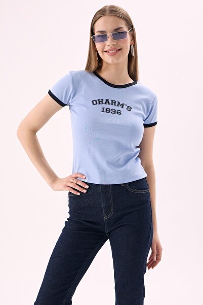 CrepTekstil Tricou Crep pentru femei Oharm's 1896, imprimat, cu cusături cont...