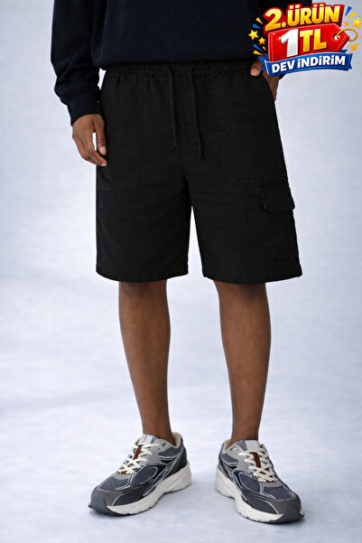 DAMGA JEANS Σορτς - Μαύρο - Ελαστικό