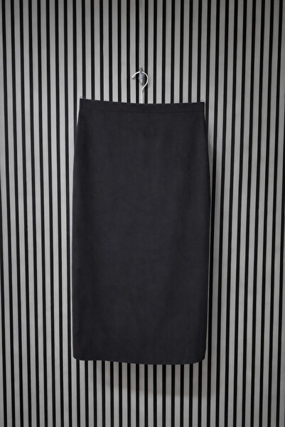 BY AKTEPE STORE تنورة نسائية ضيقة بخصر مرتفع وفتحة مغلقة ومبطنة بطول متوسط 10...