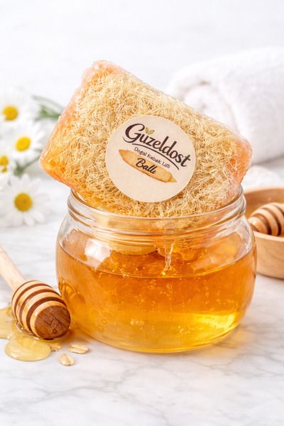 Güzeldost Honey Pumpkin Fiber Soap with Natural Exfoliating Effect for Skin Cleansing and Softening