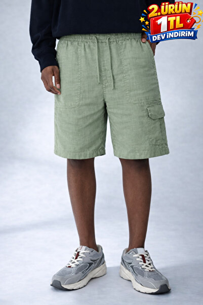 DAMGA JEANS Σορτς - Πράσινο - Ελαστικό