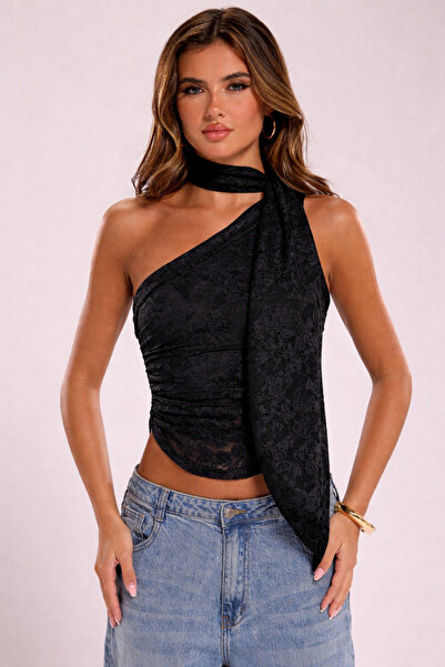 Wild Flower Μπλούζα - Μαύρο - Στενή γραμμή