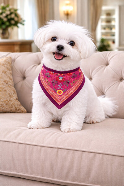 Çiçek Desen Üçgen Köpek Fular Bandana