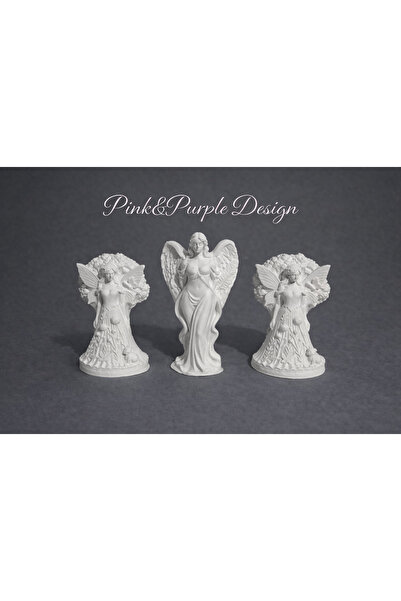 Hobby Paintable Decorative Angel Figure 3-Piece Trinket Set
