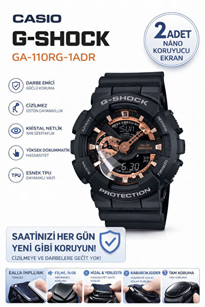 Astakos Casio G Shock GA-110RG-1ADR Uyumlu Nano Jel Ekran Koruyucu 2 Adet Dar...