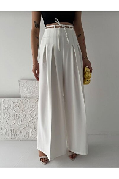 LAVRE Παντελόνι - Λευκό - Ελαστική μέση