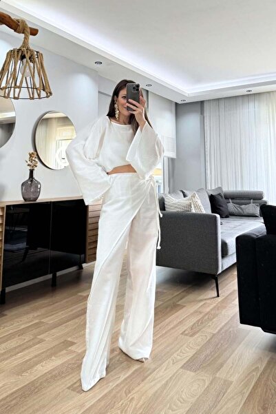 Banu Angay Solea Stone Detailed Muslin Set White