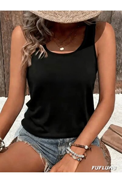 FUFLUNS Plain Basic Women's Round Neck Sports T-Shirt