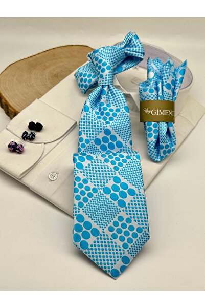 Gutiero Classic Tie with Blue Polka Dot Handkerchief
