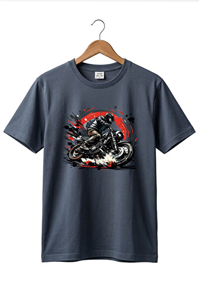 onsrawear Unisex Racing Biker Graphic Printed Retro Crew Neck Cotton T-Shirt
