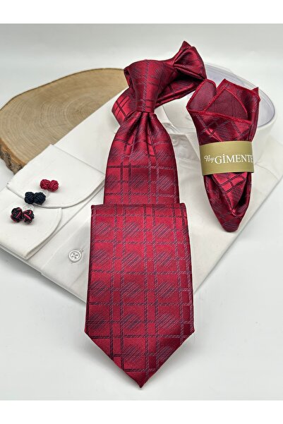 Gutiero Classic Tie with Red Patterned Handkerchief