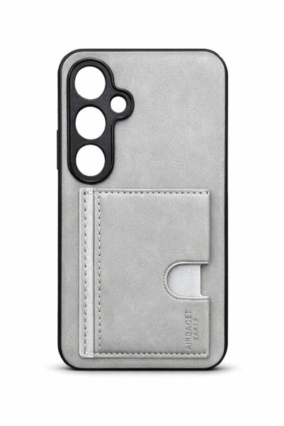 PiyasaSepeti Samsung Galaxy A57 Luxury Case with Card Holder and Stand, Gray